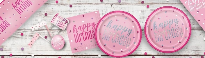 Pink Glitz Happy Birthday Party Supplies | Balloon | Decoration | Pack